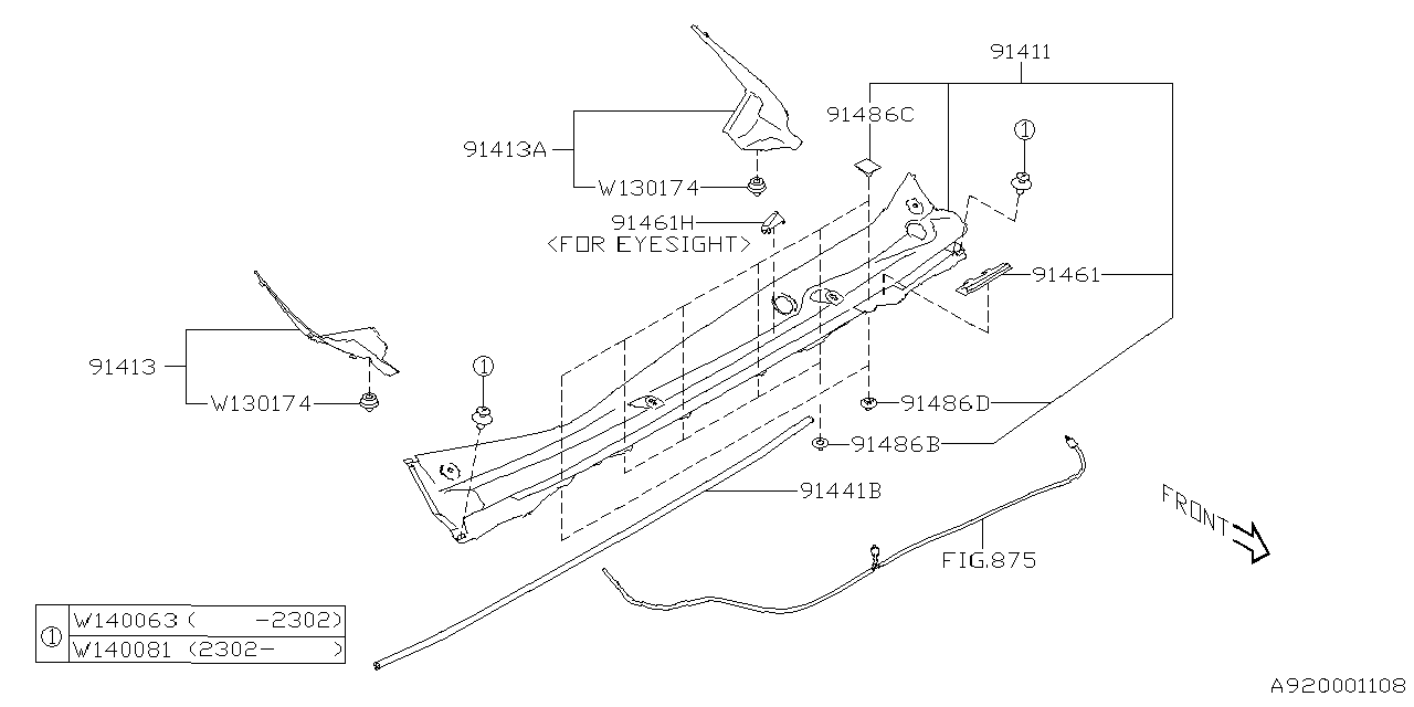 91419FL00B Subaru COWL PANEL ASSY LHD