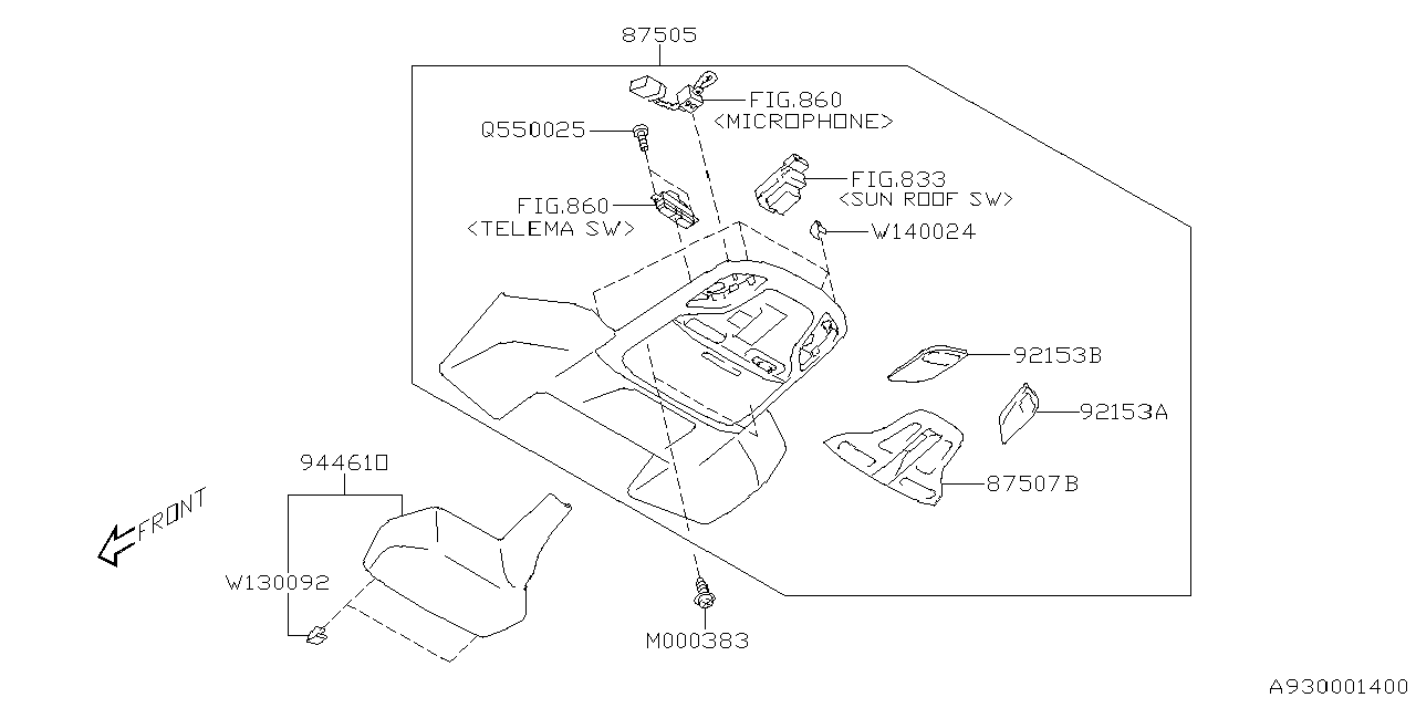 92151AN55AME Subaru CNSL ASSY OVR HD