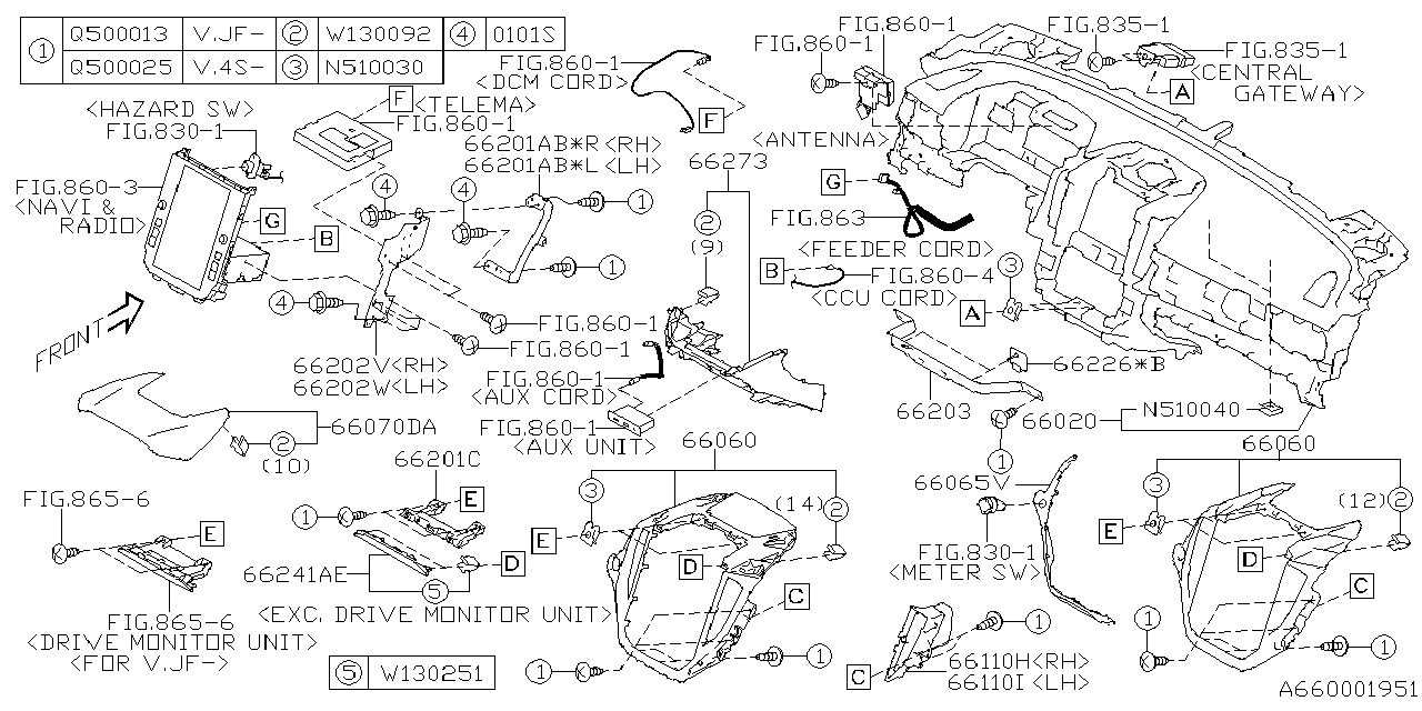 Subaru 66273FN00A TRAY AY CTR UPR SIA 66273FN00A Subaru TRAY AY CTR UPR SIA