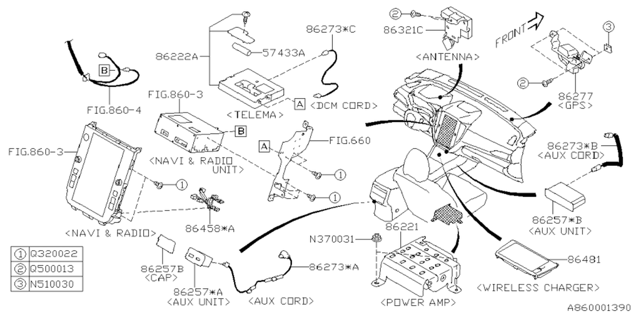 86273SL110 Subaru CORD ASSY ADPT RR