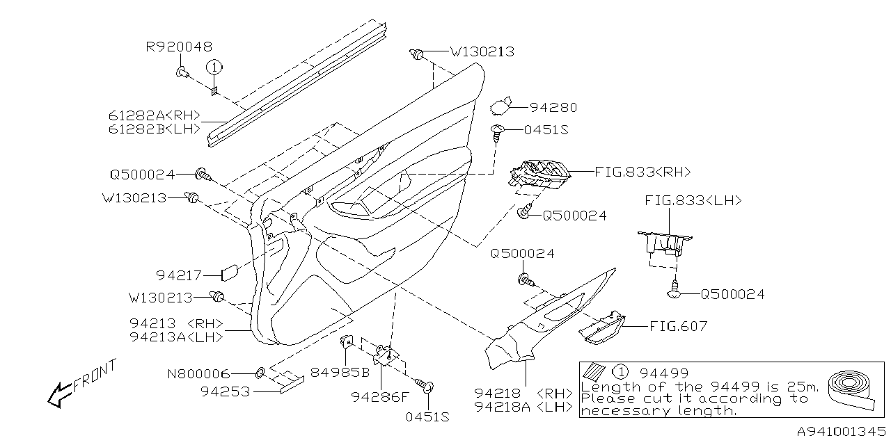 94216VC121VK Subaru Front Door Trim Sub Assembly Right Hand