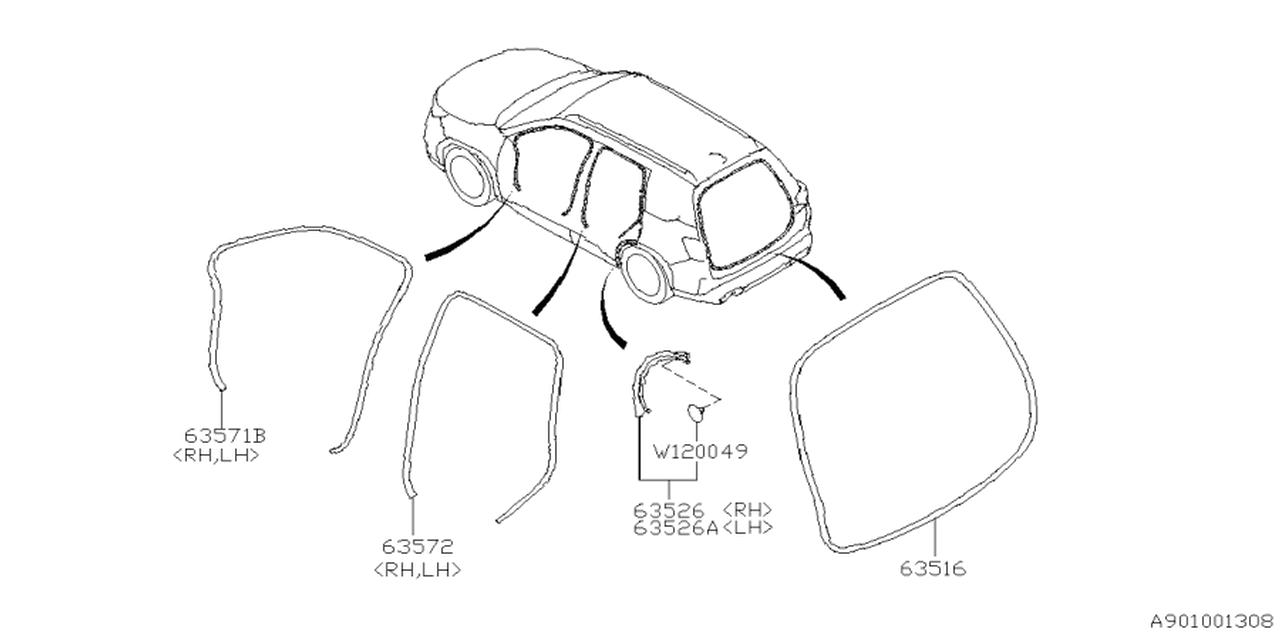 63572SL000 Subaru WSTR BODY SD FLG R
