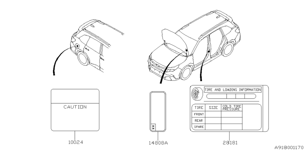14808AJ830 Subaru LABEL EMISSIONS KH
