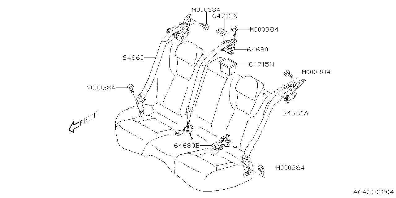 64660VC200VH Subaru BELT ASSY R OUT RH