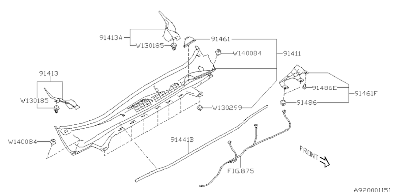 91423SL010 Subaru COWL PANEL SD LH