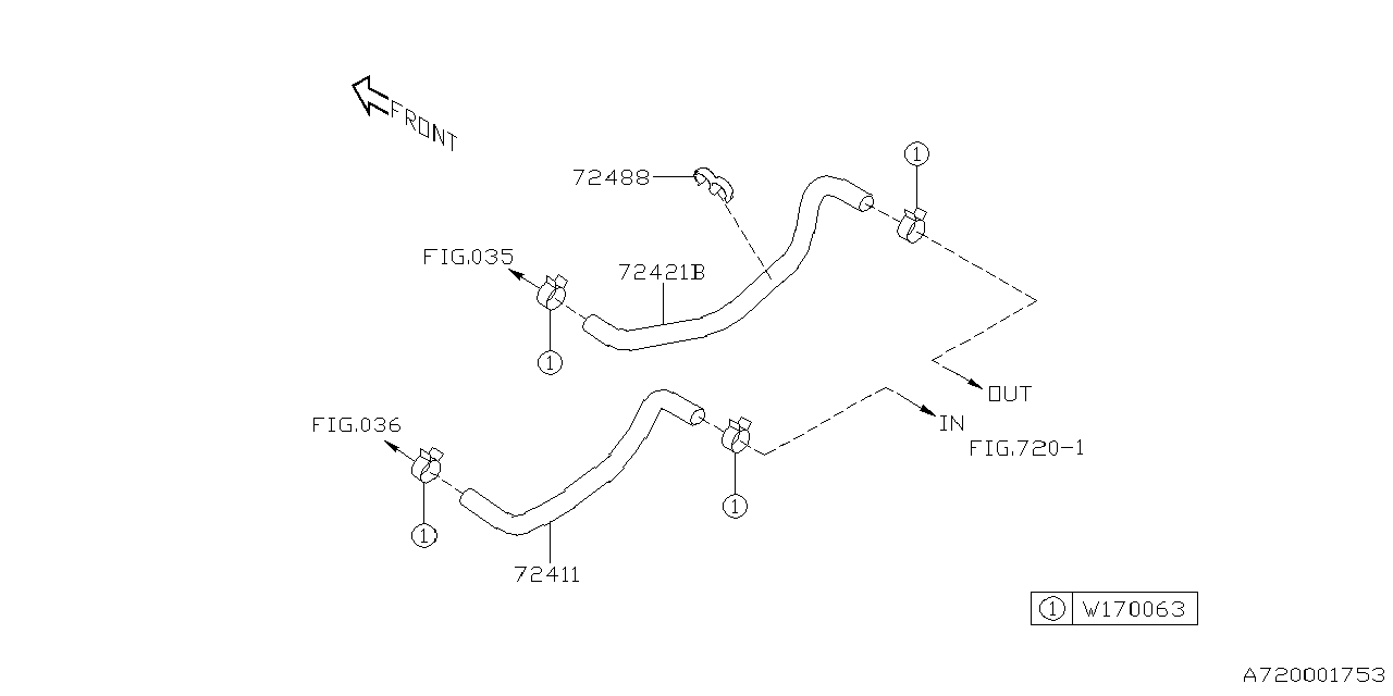 Subaru 72411FN000 HOSE HTR IN 72411FN000 Subaru HOSE HTR IN