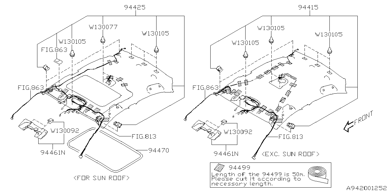 94470FL100VJ Subaru GARNISH SUN ROOF
