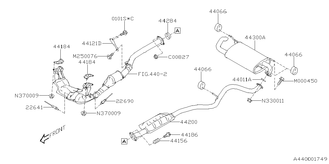 Subaru 44200FL010 EXH PIPE ASSY R W2S 44200FL010 Subaru EXH PIPE ASSY R W2S