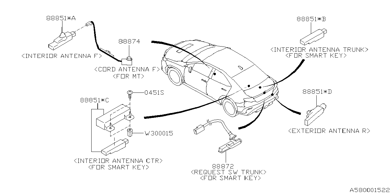 88874VC000 Subaru CORD ANT FT