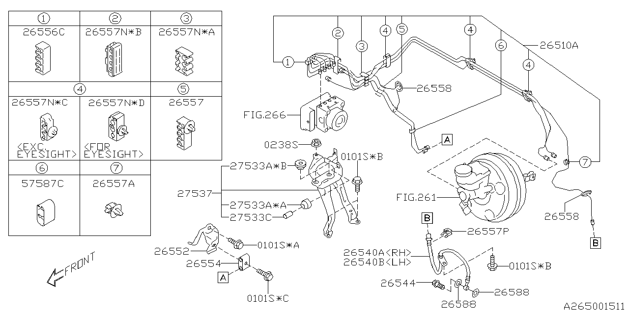 26514SJ081 Subaru PIPE ASSY F ABS EBL