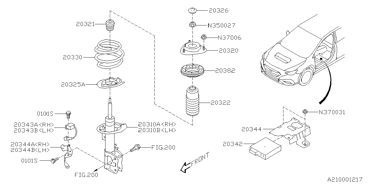 20343VC010 Subaru SENSOR G COMPL LH