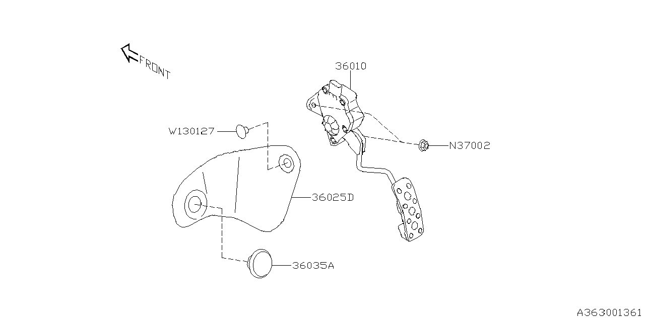 Subaru 36041CC000 STOPPER ACCEL 36041CC000 Subaru STOPPER ACCEL