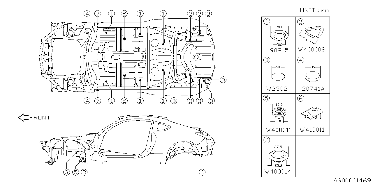 90215CC0009P Subaru PLUG FLOOR F