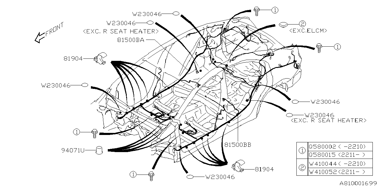 81503VC080 Subaru Wiring Harness Rear Right