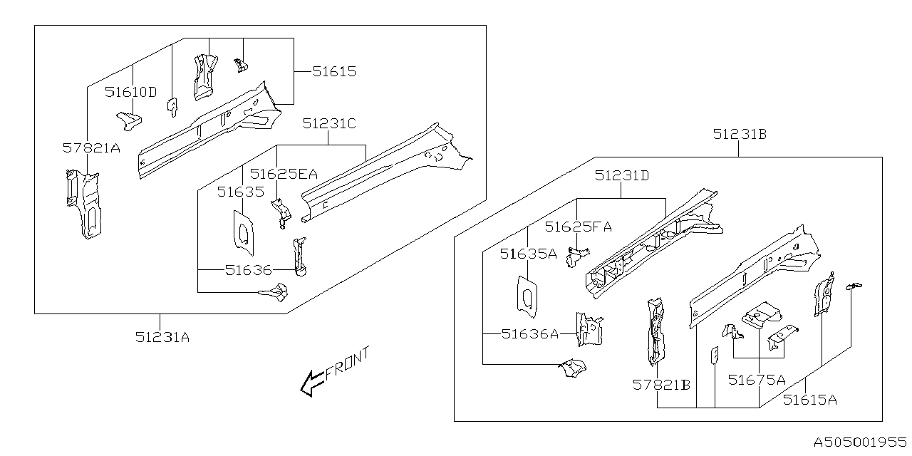 Subaru 51629FN1009P FRAME SD FF CP RH 51629FN1009P Subaru FRAME SD FF CP RH