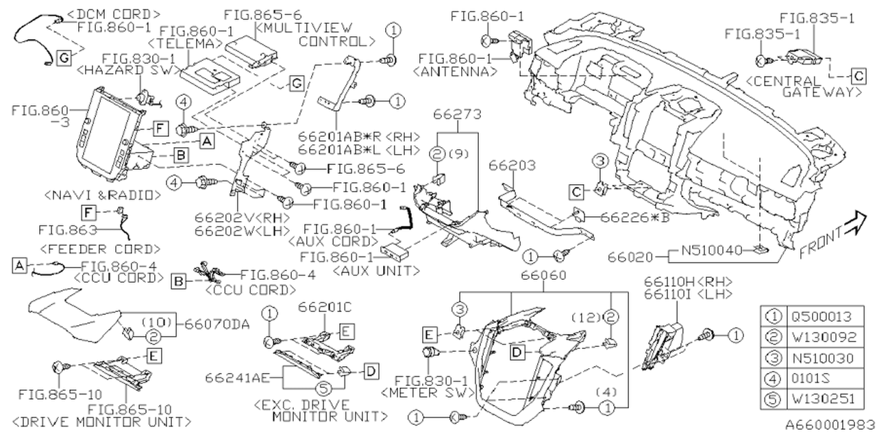 66273SL010 Subaru TRAY AY CTR UPR LHD
