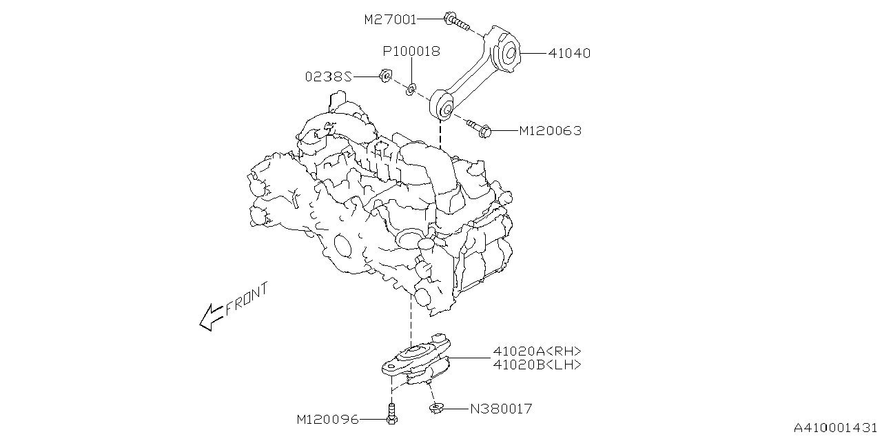 41020VC050 Subaru CUSHION RUB ASSY LH