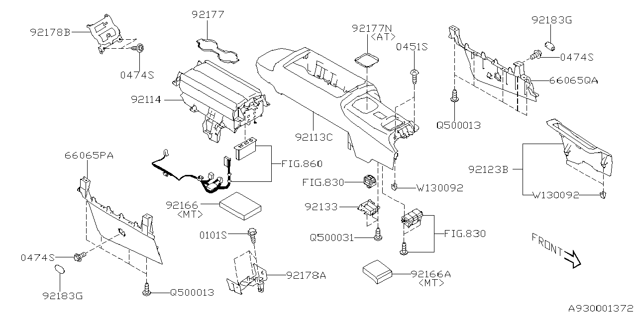 92114CC100 Subaru LID ASSY CONSOLE
