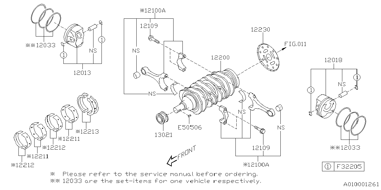 12033AD610 Subaru RING SET-PISTON