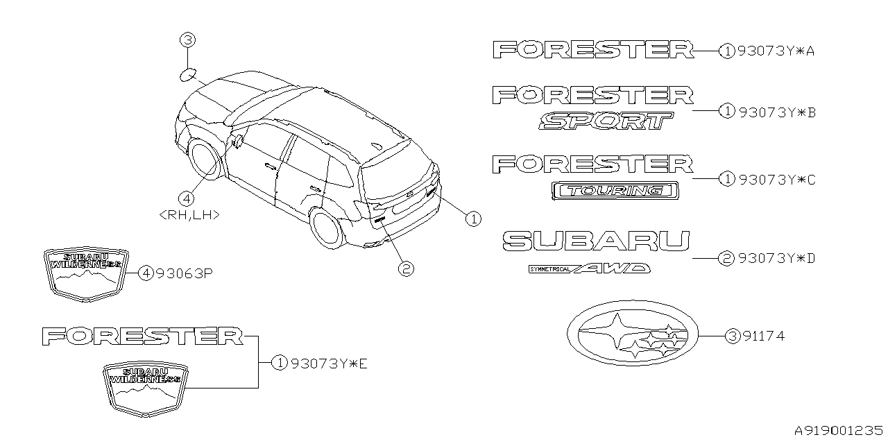 93079SJ160 Subaru LETTER MARK R