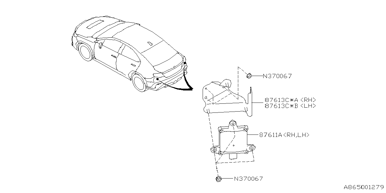 87611VC010 Subaru RADAR ASSY B & S