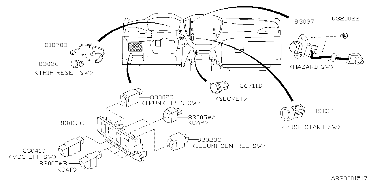 83037AN120 Subaru SW ASSY HAZARD
