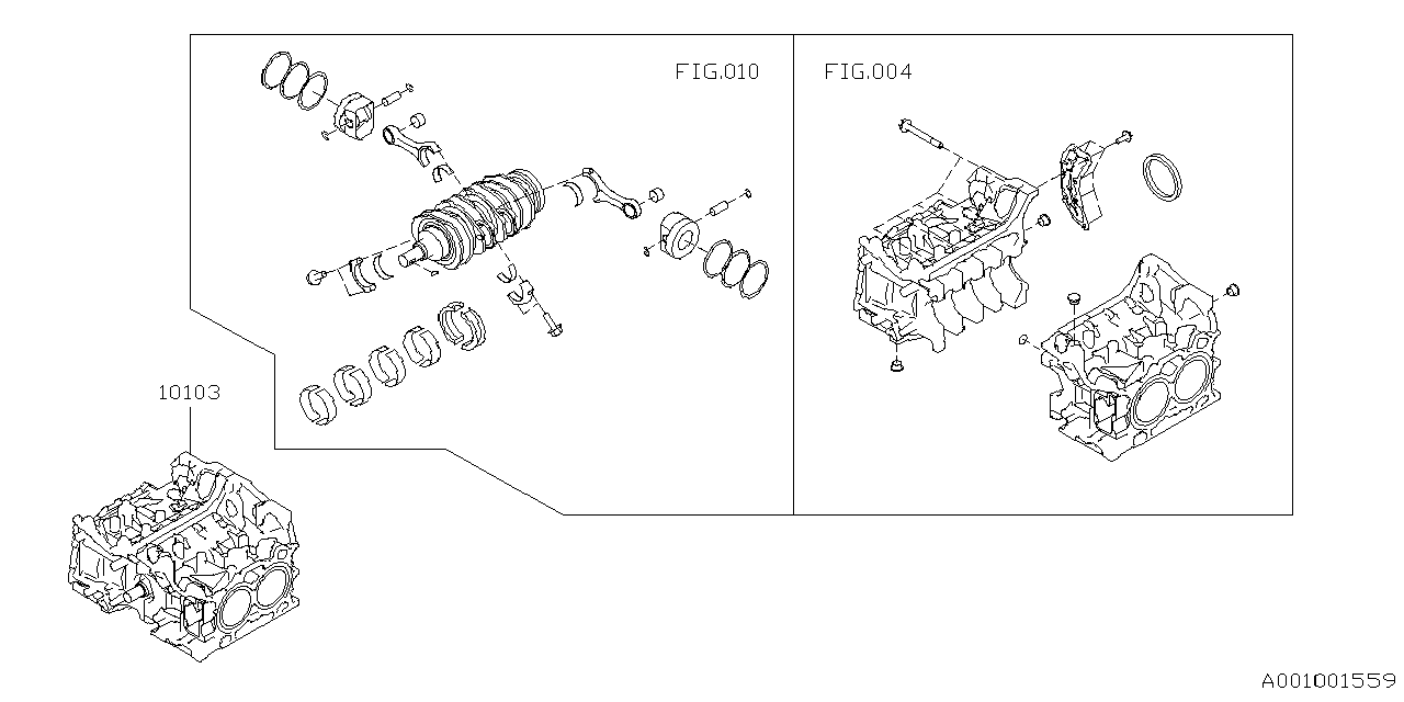 10103AD141 Subaru SHORT BLOCK ENG AY