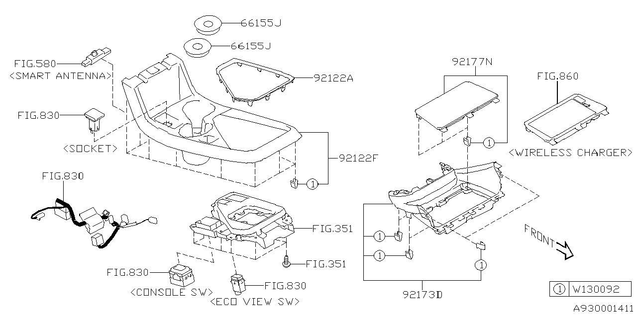 Subaru 66273FN200 TRAY CTR LWR 66273FN200 Subaru TRAY CTR LWR