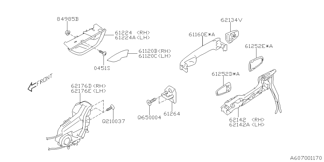 Subaru 61035XC01B LATCH&ACT AY DR RLH 61035XC01B Subaru LATCH&ACT AY DR RLH