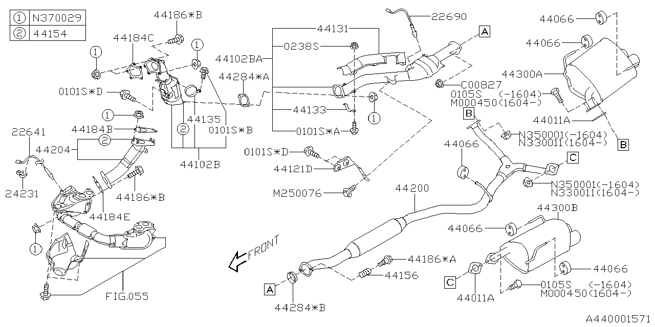 44611AB050 Subaru Pipe Ay Ctr-EXH,R