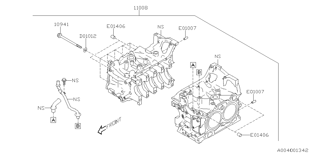 11010AB600 Subaru BLOCK ASSY-CYL