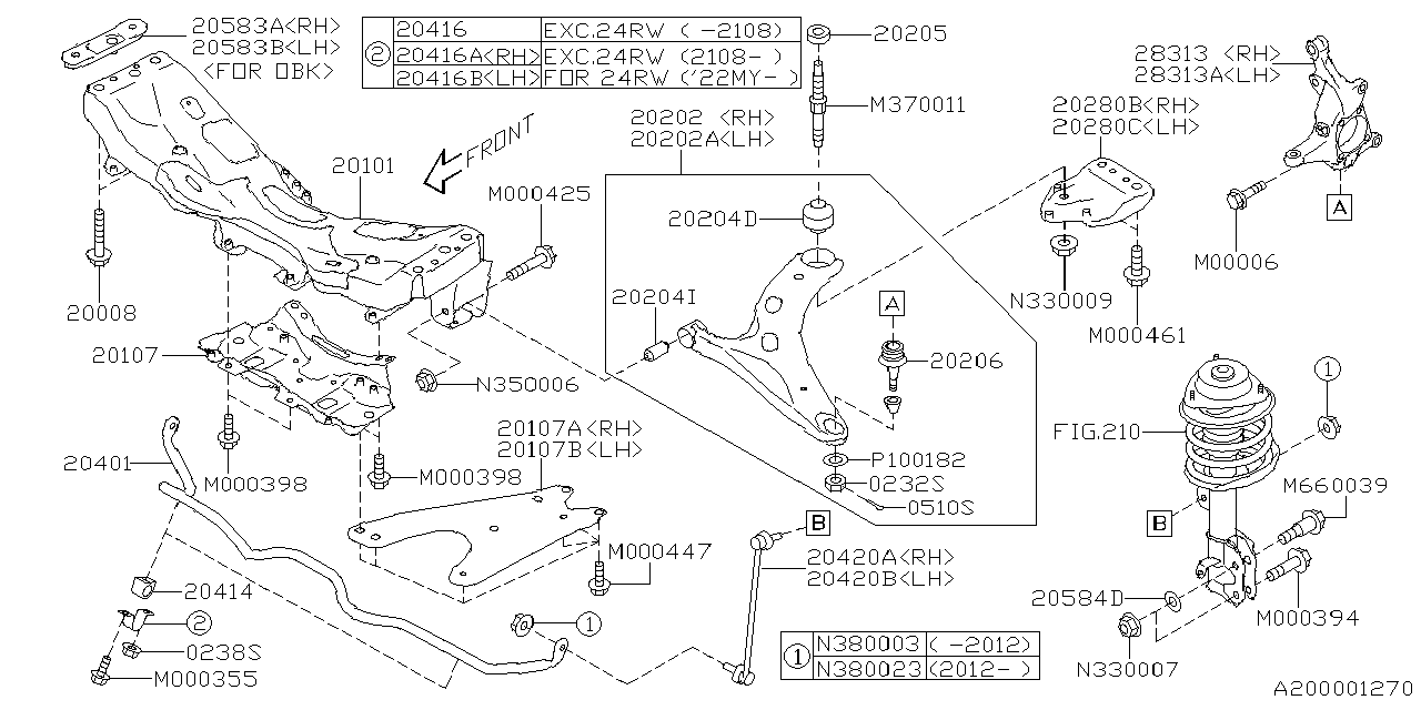 20401AN01B Subaru STABILIZER F