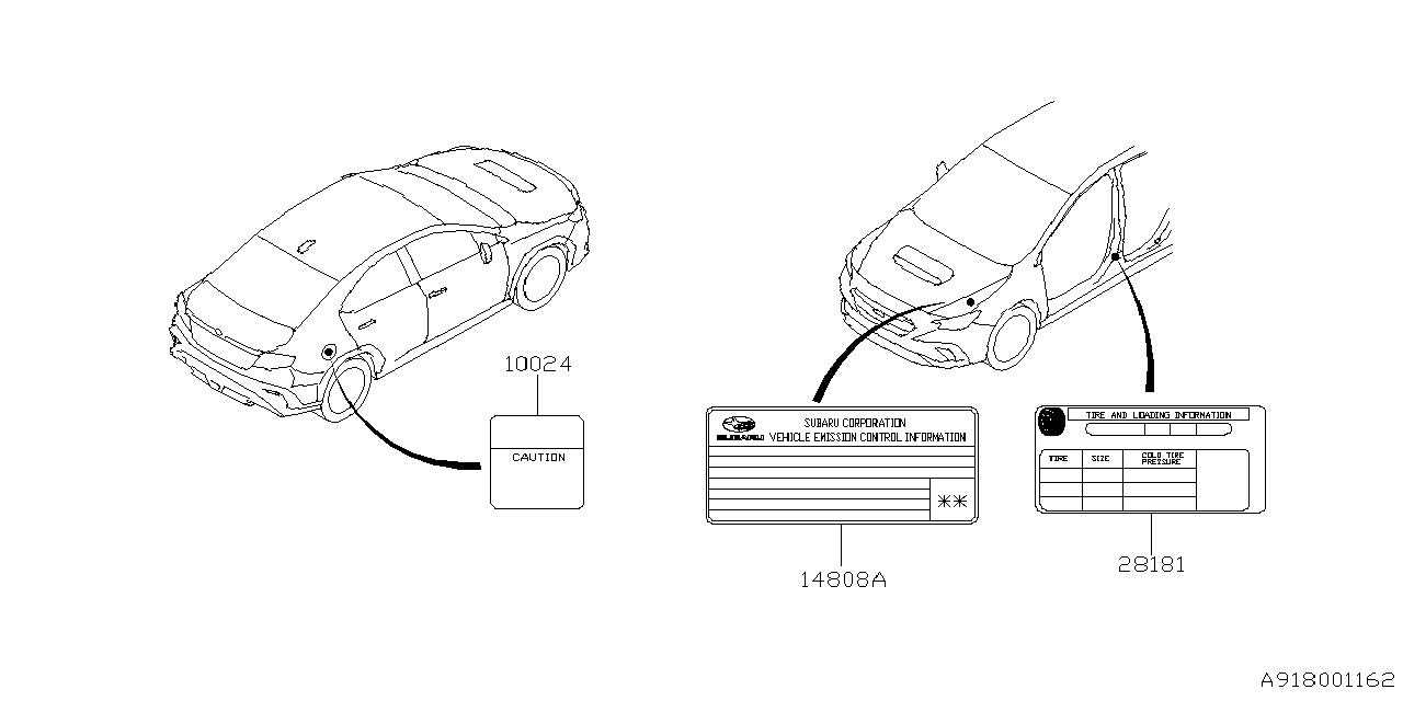 14808AJ860 Subaru LABEL EMISSIONS KJ