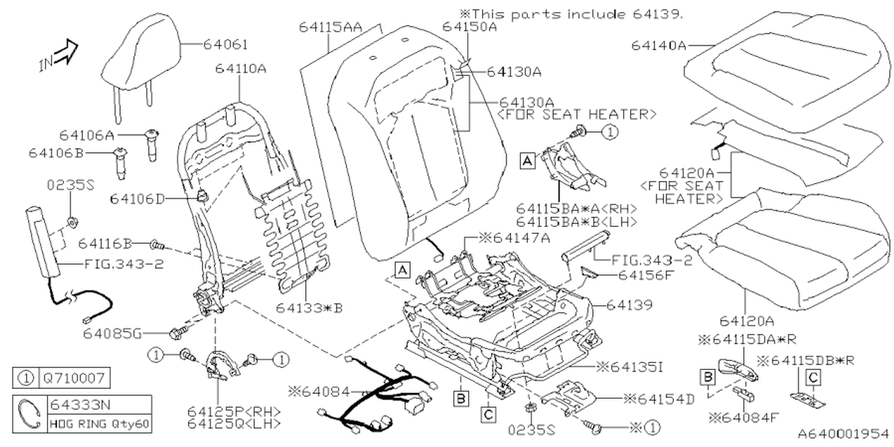 64139SL020 Subaru Cushion Occupant Right Hand