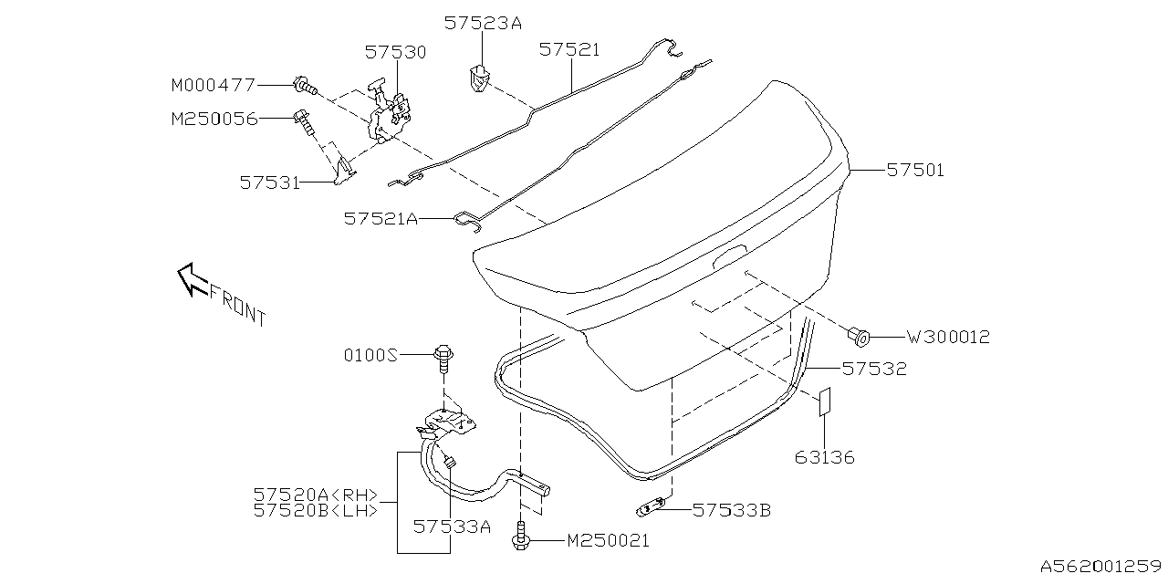 Subaru 57531VC000 STRIKER TRUNK 57531VC000 Subaru STRIKER TRUNK