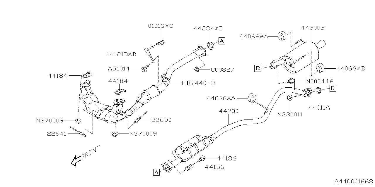 Subaru 44200AN01B EXH PIPE ASSY R SO 44200AN01B Subaru EXH PIPE ASSY R SO