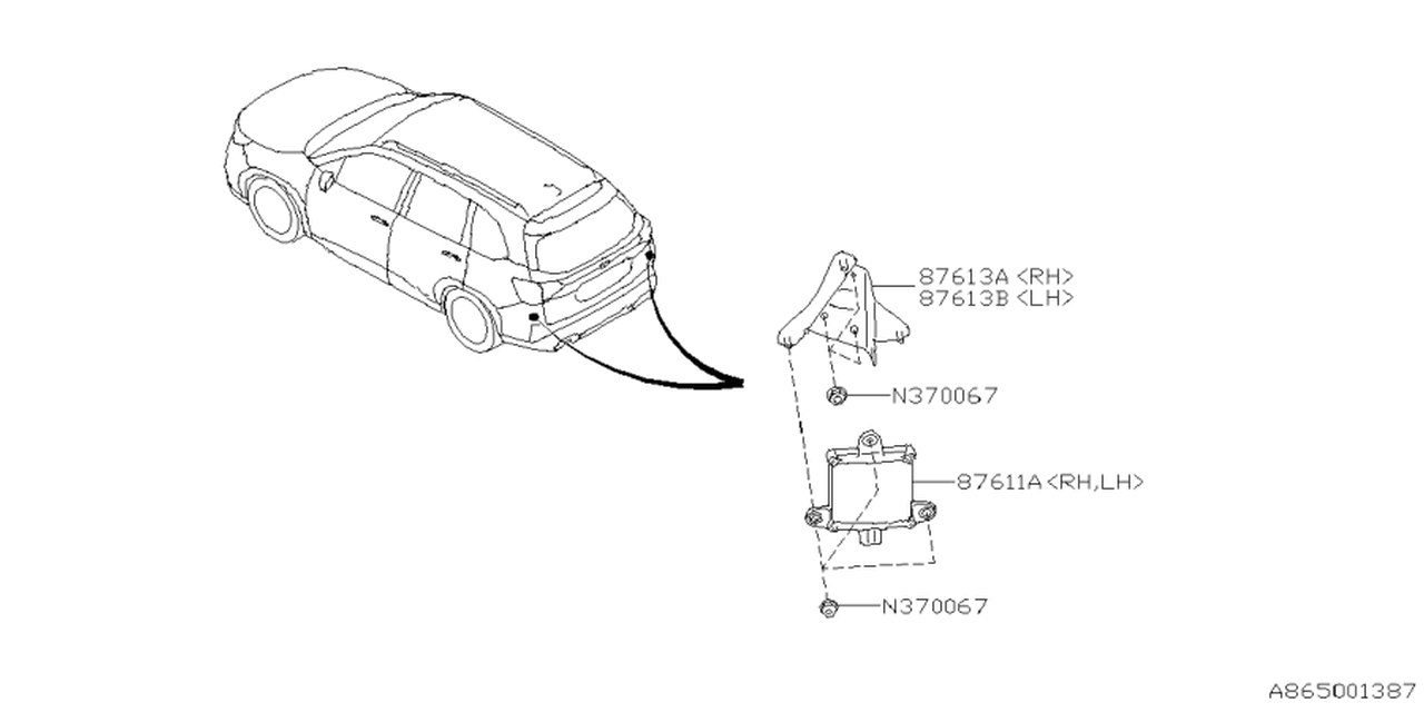 87613SL010 Subaru RADAR BRACKET LH