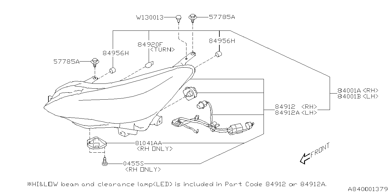 84913FL462 Subaru Lens & Body Complete