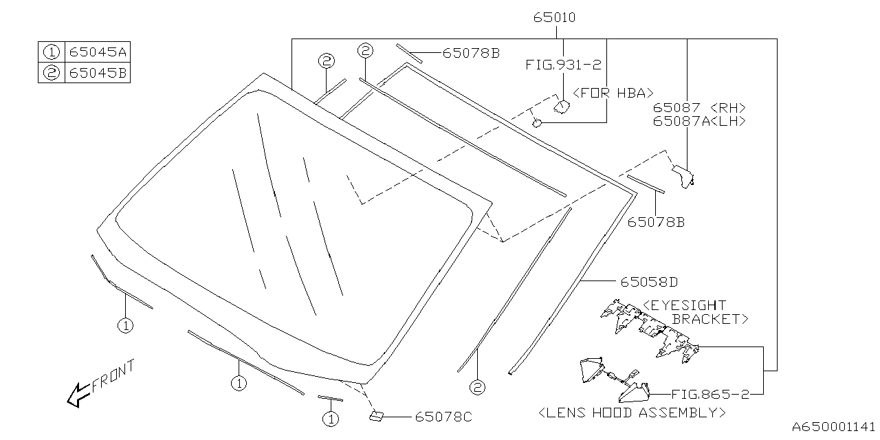 Subaru 65009VC120 WSHLD GL ASSY NA 65009VC120 Subaru WSHLD GL ASSY NA