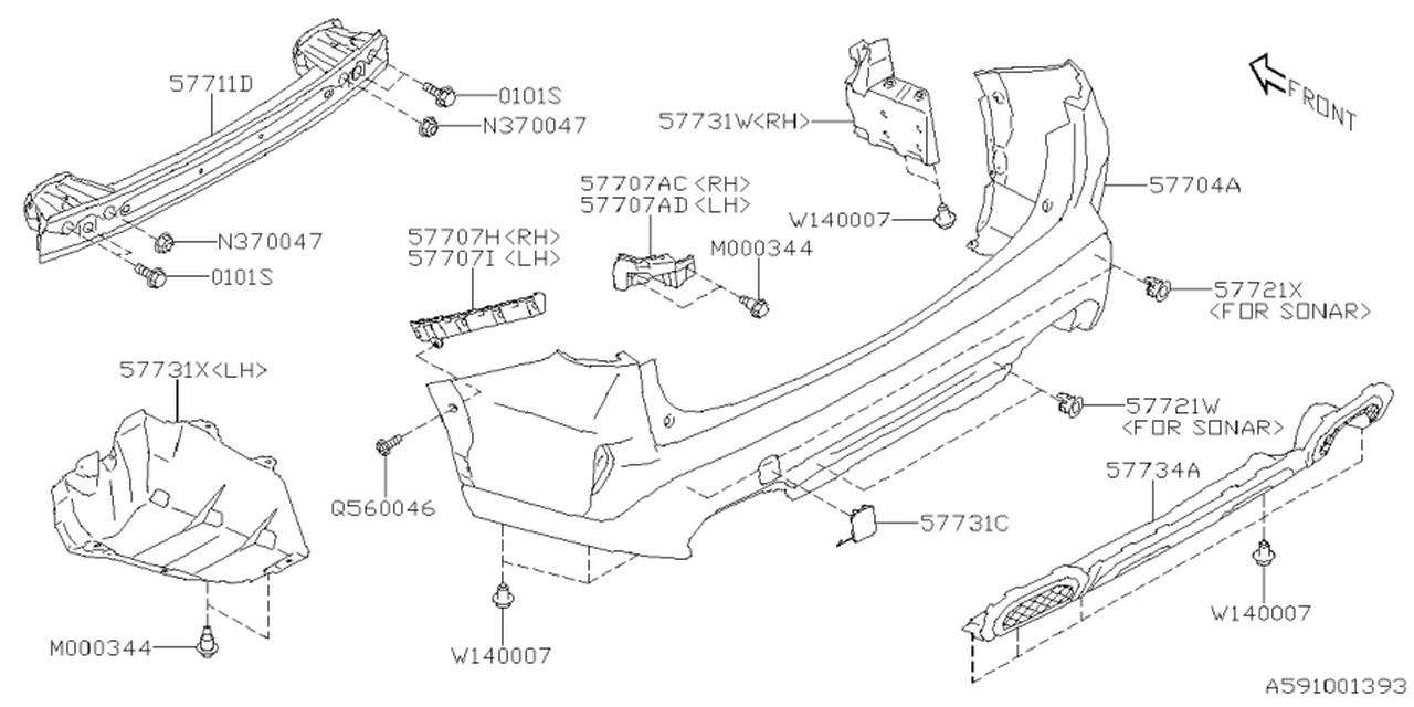 57704SL500 Subaru BUMPER FACE R