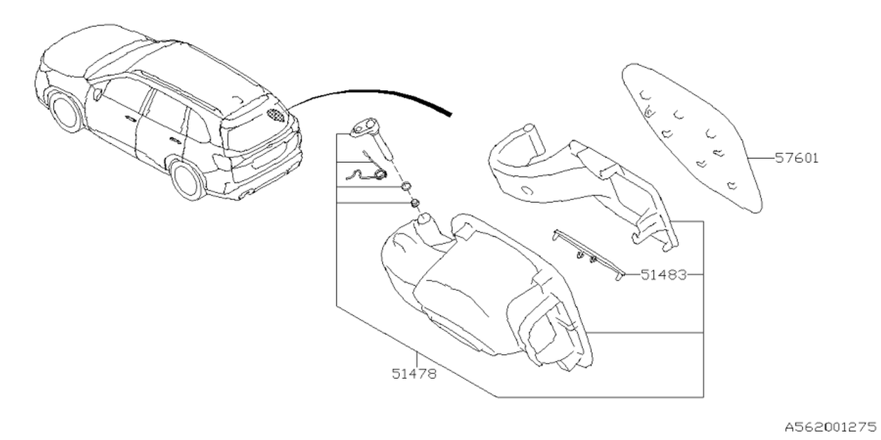 57602SL000 Subaru FLAP OUT