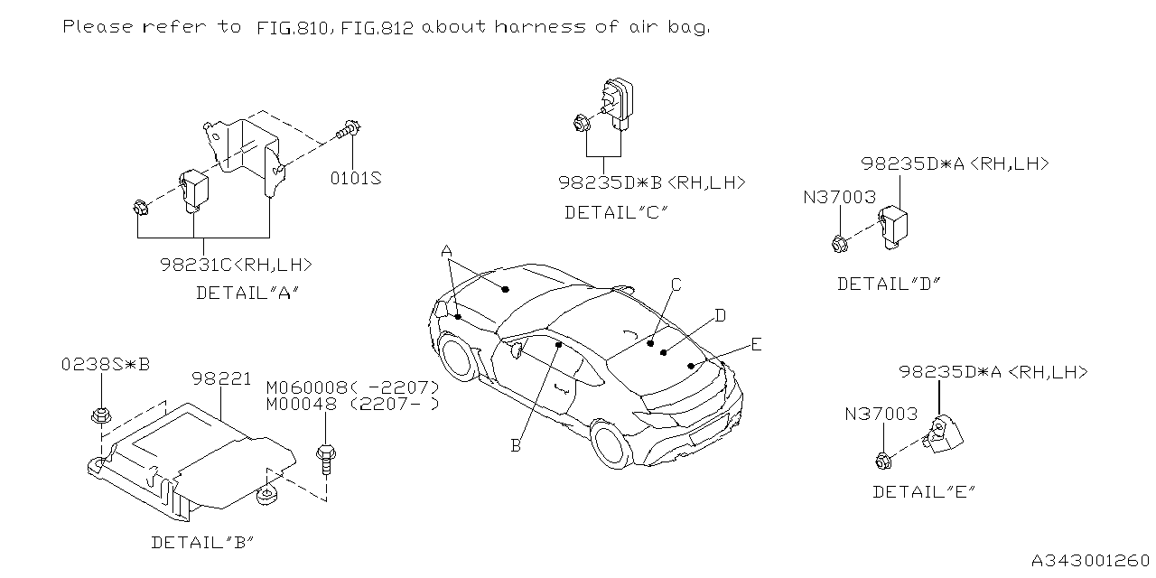 Subaru 98221CC001 Control Unit Air Bag 98221CC001 Subaru Control Unit Air Bag