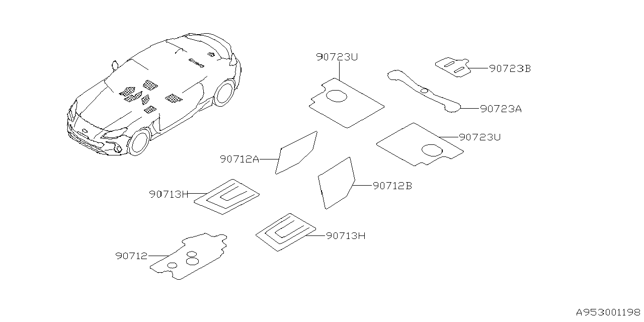 90713CA040 Subaru SILENCER FLOOR F R