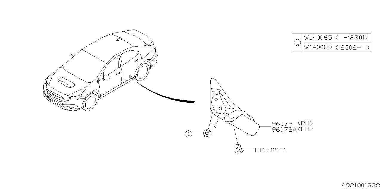 96072VC010 Subaru PLATE AIR FLAP R LH