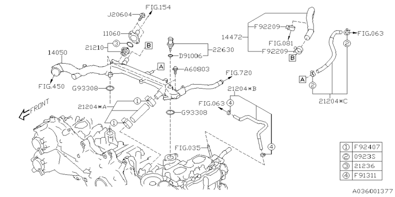 14050AB610 Subaru PIPE COMPL-WATER