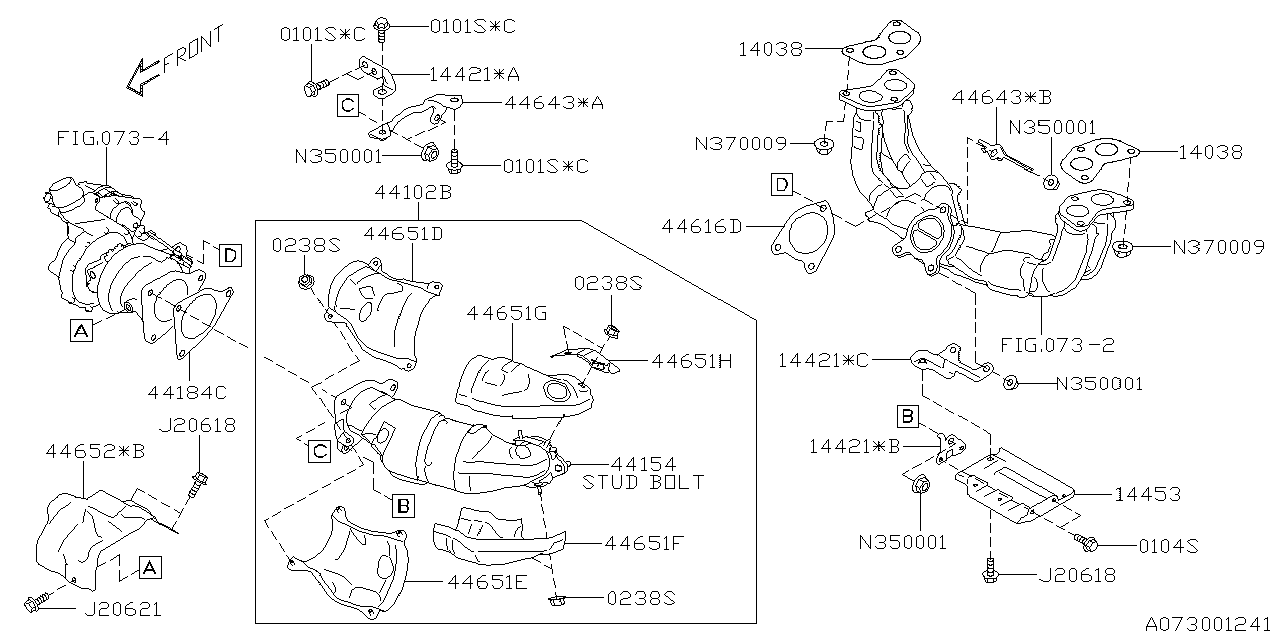 44612AA99B Subaru PIPE ASSY CTR-EXH