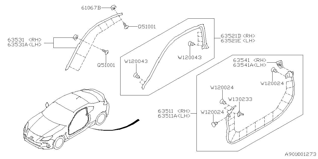 63511CC000 Subaru WSTR DR F RH