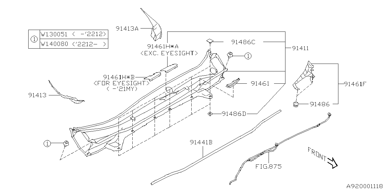 91423SJ014 Subaru COWL PANEL SD