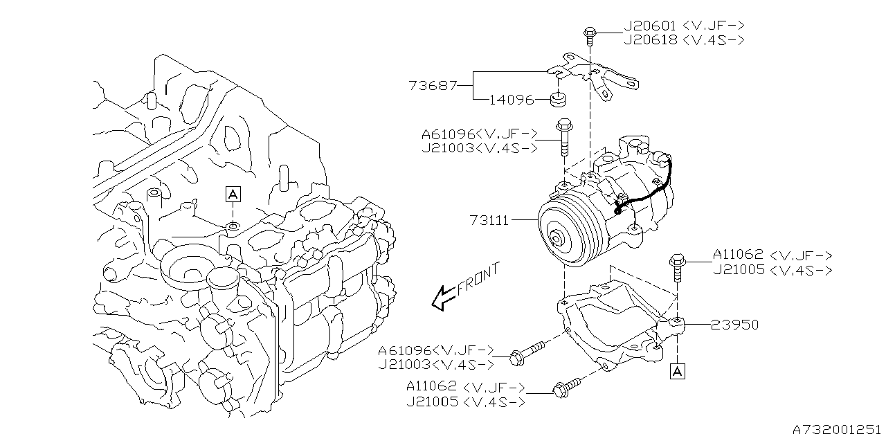 23950AA210 Subaru BRKT-AIR CON 1