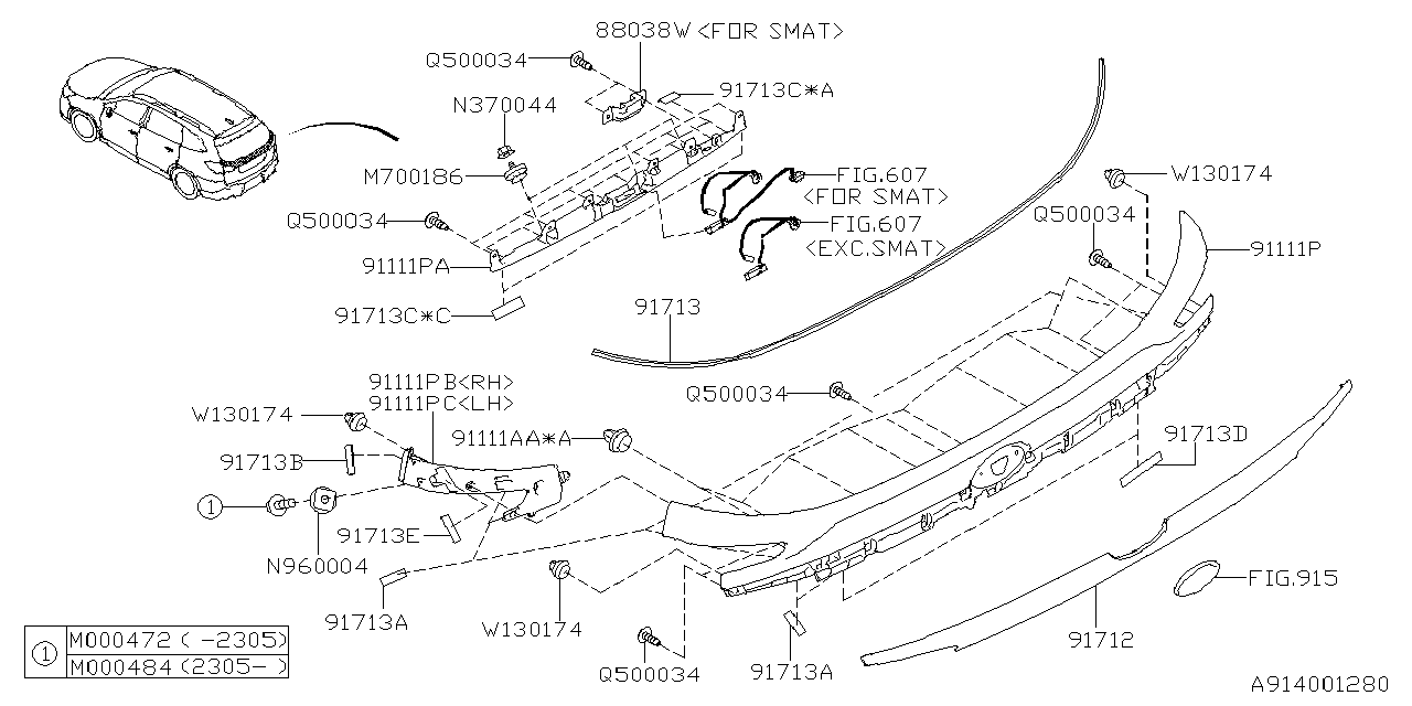 91713XC08A Subaru PROTECTOR CUS B